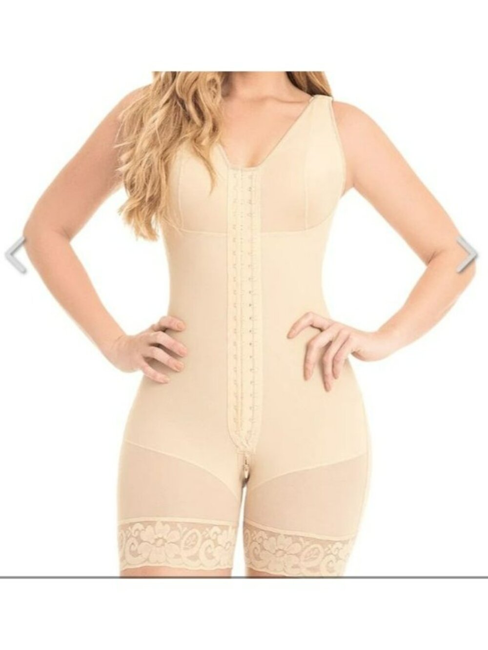 M&D Womens Beige Full-Body Shapewear With Hook & Eye Closure Size 2XL